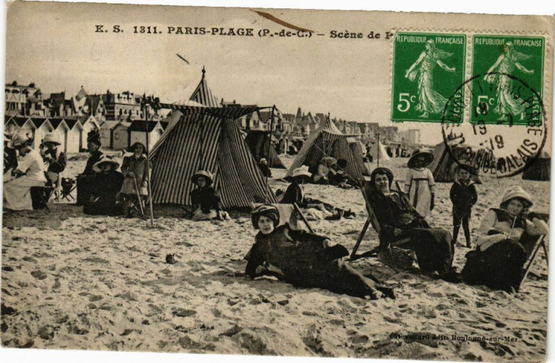 Carte postale ancienne Paris-Plage - Scéne