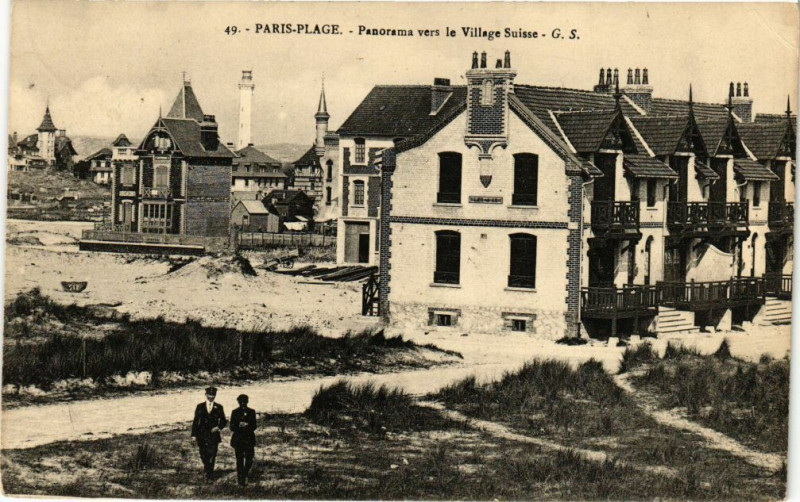 Carte postale ancienne Paris-Plage - Panorama vers le Village Suisse