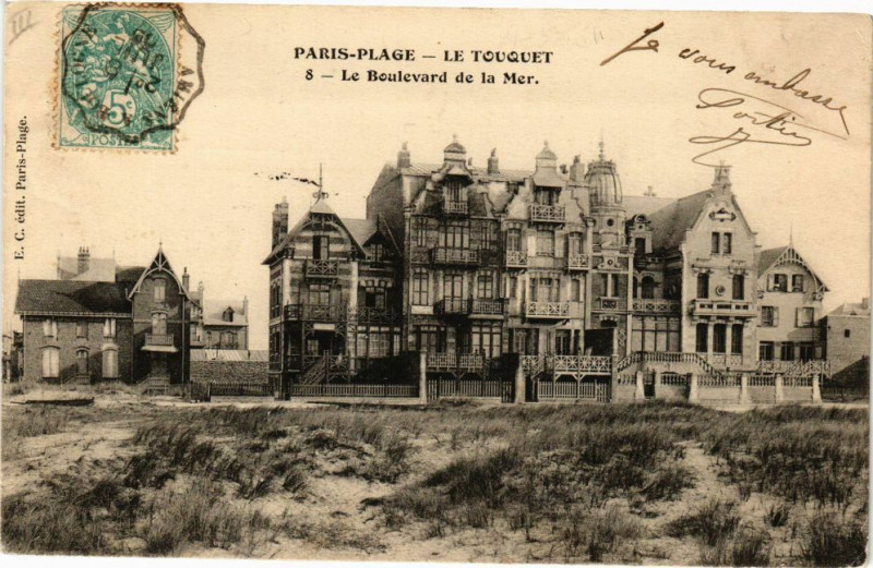 Carte postale ancienne Paris-Plage - Le Touquet - Le Boulevard de mer