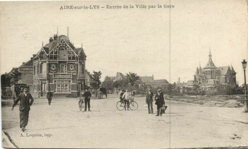 Carte postale ancienne Aire-sur-la-Lys - Entrée de la Ville par la Gare à Aire-sur-la-Lys
