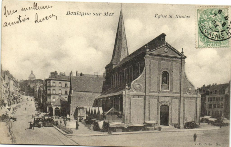 Carte postale ancienne Boulogne-sur Mer Eglise St. Nicolas à Boulogne-sur-Mer