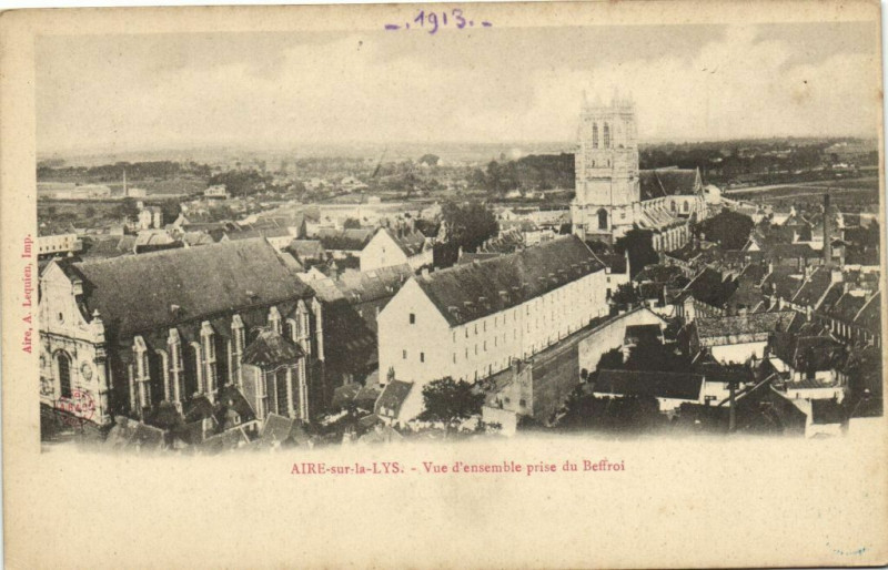 Carte postale ancienne Aire-sur-la-Lys - Vue d'ensemble prise du Beffroi à Aire-sur-la-Lys