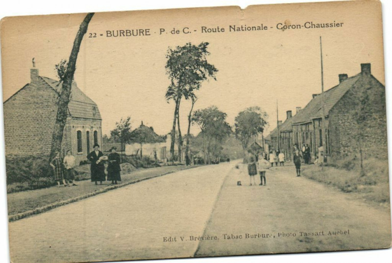 Carte postale ancienne Burbure - Route Nationale-Coron Chaussier à Burbure