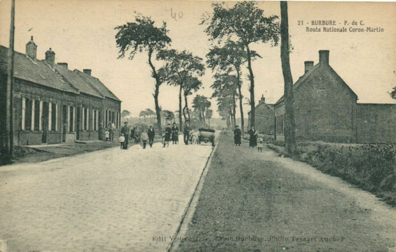 Carte postale ancienne Burbure - Route Nationale Coron Martin à Burbure
