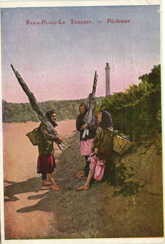 Carte postale ancienne Paris-Plage Le Touquet - Pécheuses