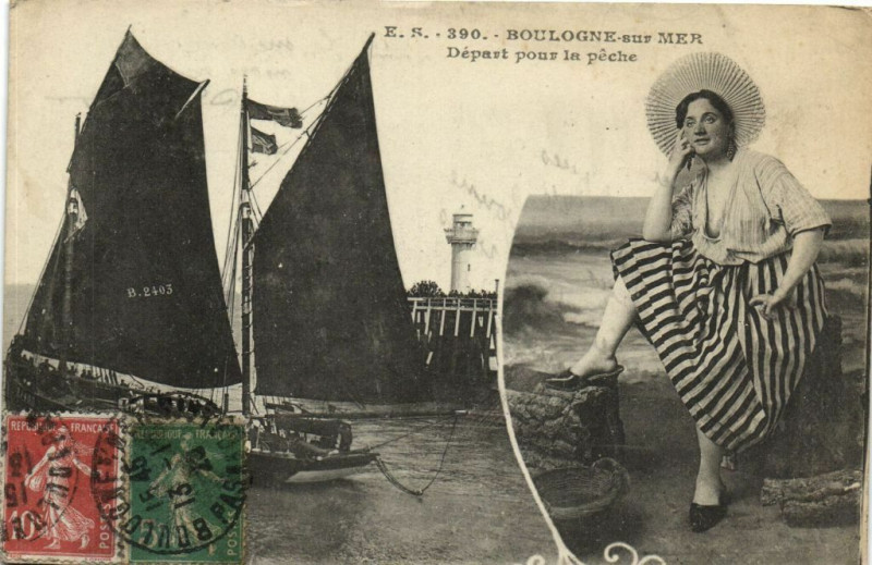 Carte postale ancienne Boulogne-sur-Mer - Départ pour la péche à Boulogne-sur-Mer