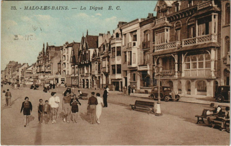 Carte postale ancienne Malo-les-Bains - La Digue