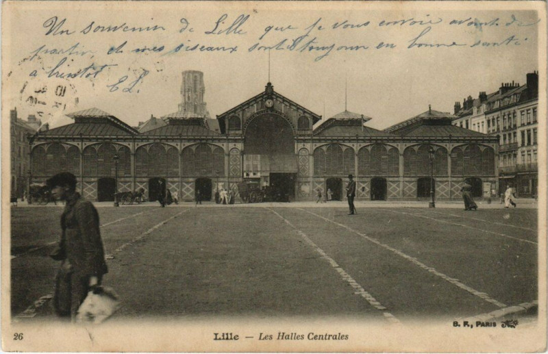 Carte postale ancienne Lille - Les Halles Centrales à Lille