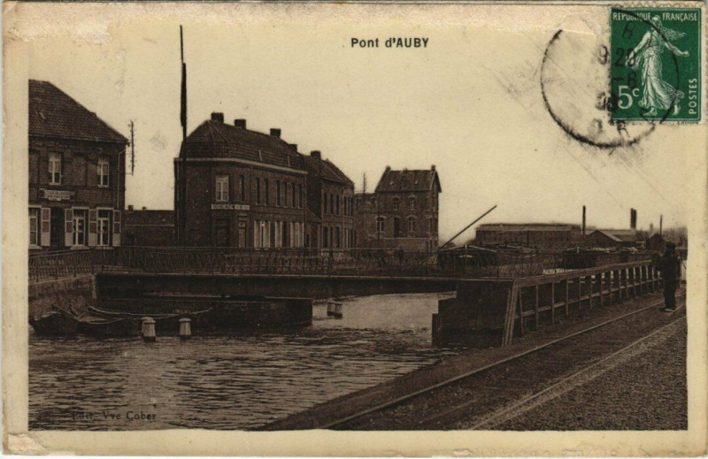 Carte postale ancienne Pont d'Auby à Auby