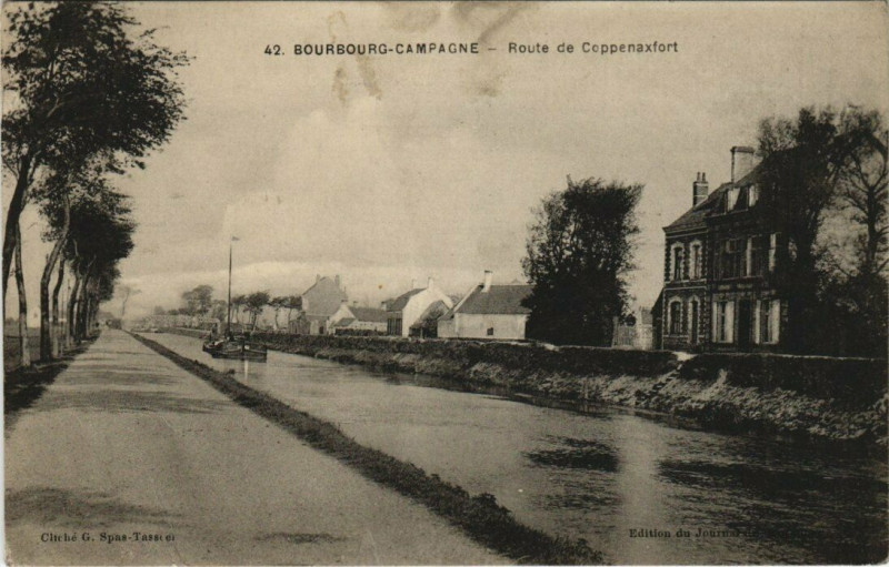 Carte postale ancienne Bourbourg-Campagne - Route de Coppenaxfort à Bourbourg