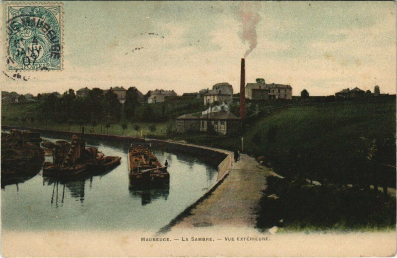Carte postale ancienne Maubeuge - La Sambre à Maubeuge