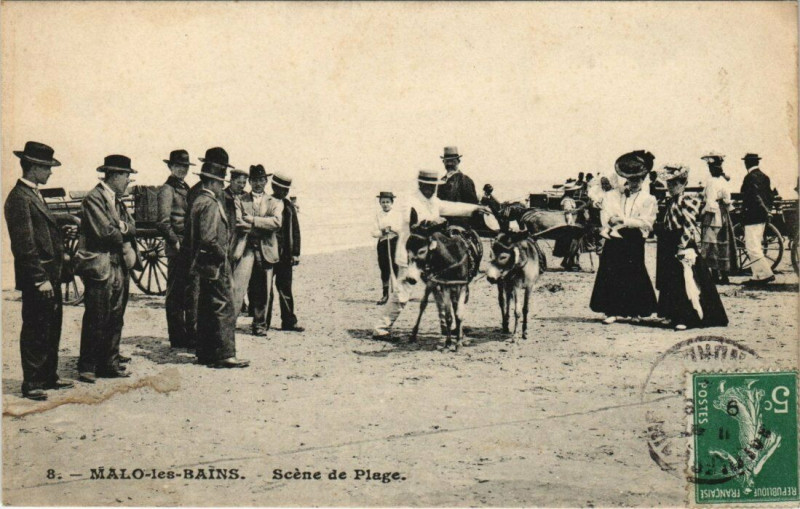 Carte postale ancienne Malo-les-Bains - Scene de Plage