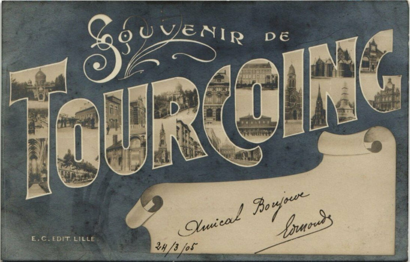 Carte postale ancienne Souvenir de Tourcoing à Tourcoing