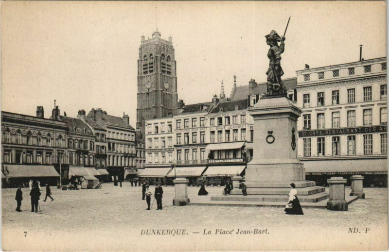 Carte postale ancienne Dunkerque - La Place Jean-Bart à Dunkerque
