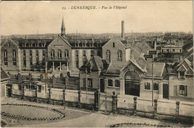 Carte postale ancienne Dunkerque - Vue de l'Hopital à Dunkerque