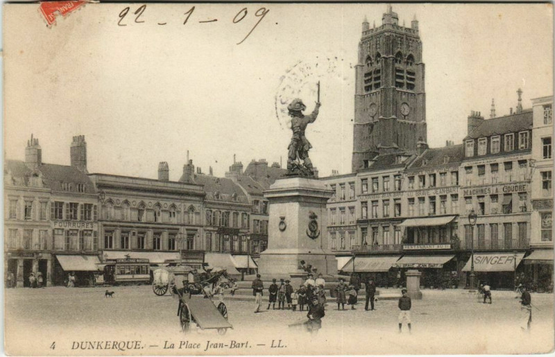 Carte postale ancienne Dunkerque - La Place Jean-Bart à Dunkerque