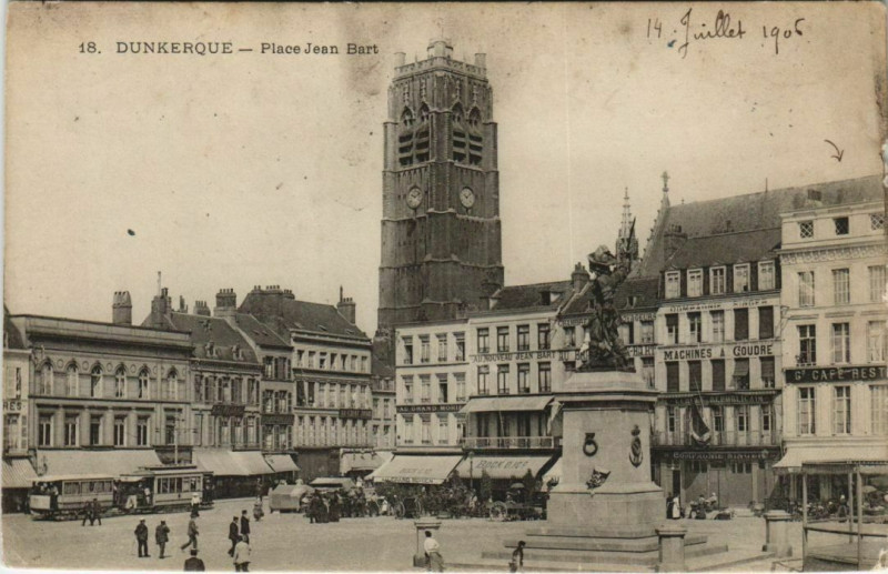 Carte postale ancienne Dunkerque - Place Jean-Bart à Dunkerque