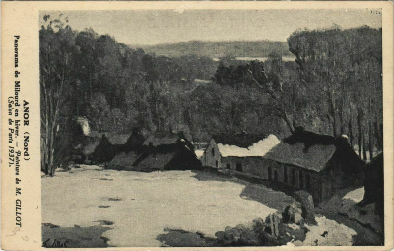 Carte postale ancienne Anor - Panorama de Milourd en hiver à Anor