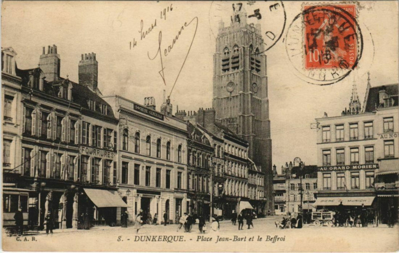 Carte postale ancienne Dunkerque - Place Jean Bart à Dunkerque