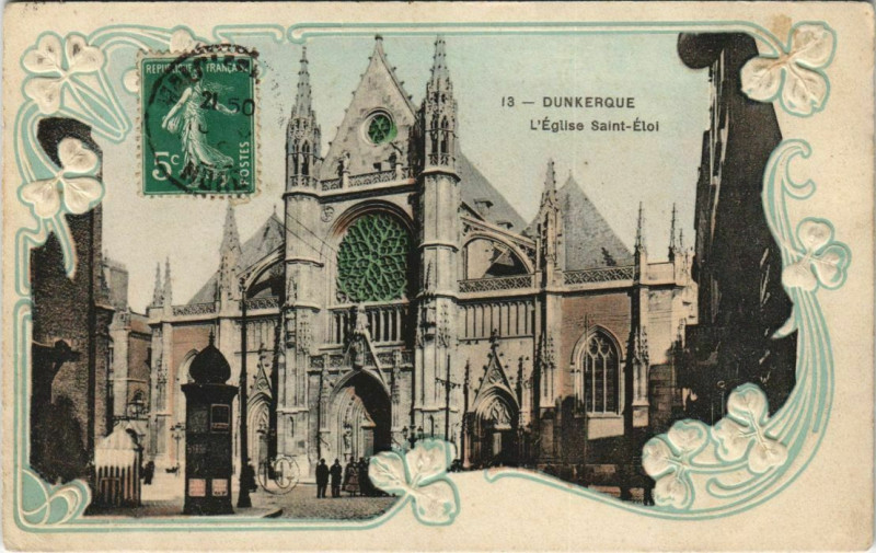 Carte postale ancienne Dunkerque - L'Eglise Saint-Eloi Embossed à Dunkerque