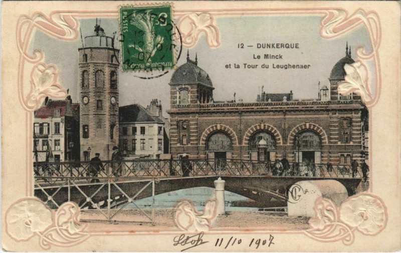 Carte postale ancienne Dunkerque - Le Minck et la Tour du Leughenaer Embossed à Dunkerque