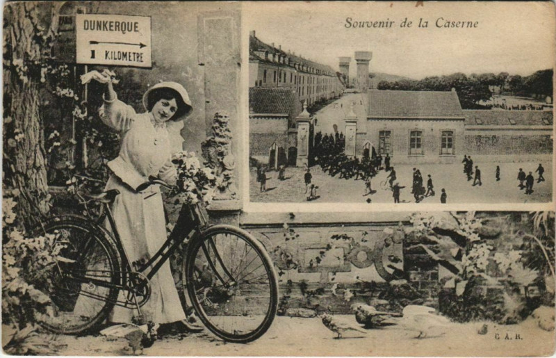 Carte postale ancienne Dunkerque - Souvenir de la Caserne à Dunkerque