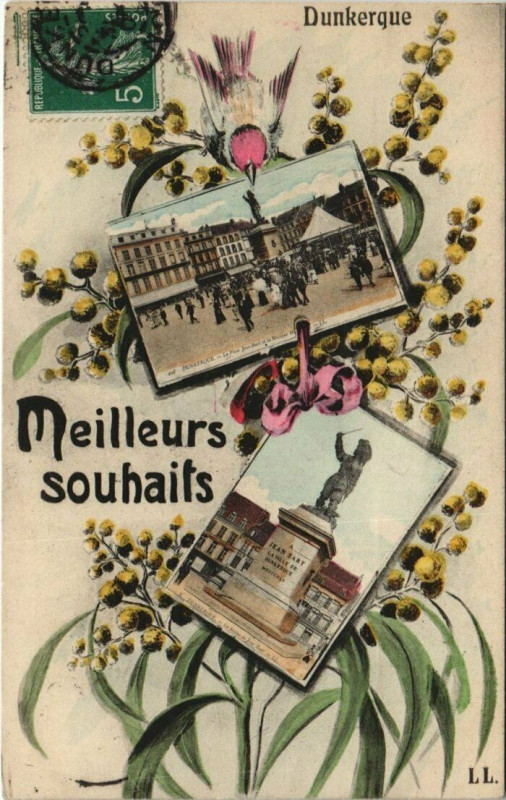Carte postale ancienne Dunkerque - Meilleurs souhaits à Dunkerque
