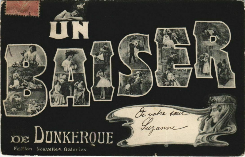Carte postale ancienne Un Baiser de Dunkerque à Dunkerque