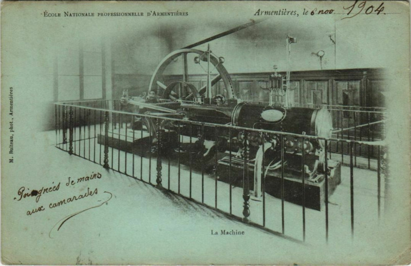Carte postale ancienne Ecole Nationale Prof. d'Armentieres - La Machine