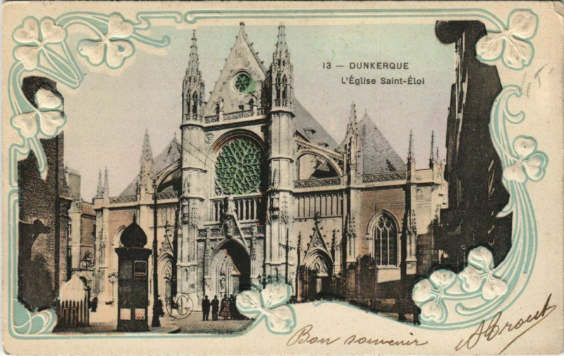 Carte postale ancienne Dunkerque - L'Eglise Saint-Eloi Embossed à Dunkerque
