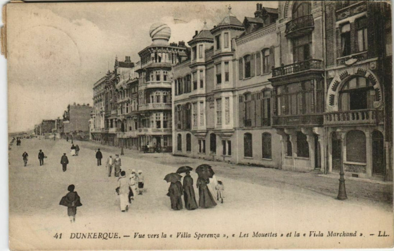 Carte postale ancienne Dunkerque - Vue vers la Villa Sprenza à Dunkerque