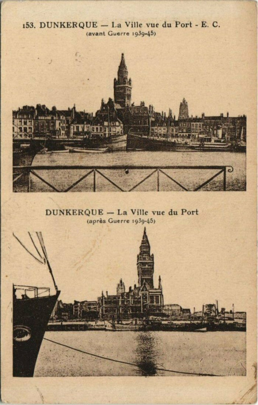 Carte postale ancienne Dunkerque - La Ville vue du Port à Dunkerque