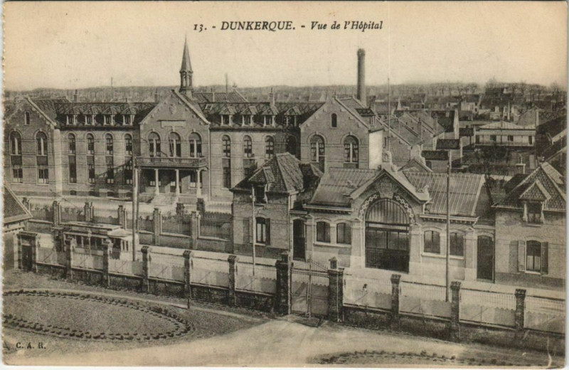 Carte postale ancienne Dunkerque - Vue de l'hopital à Dunkerque