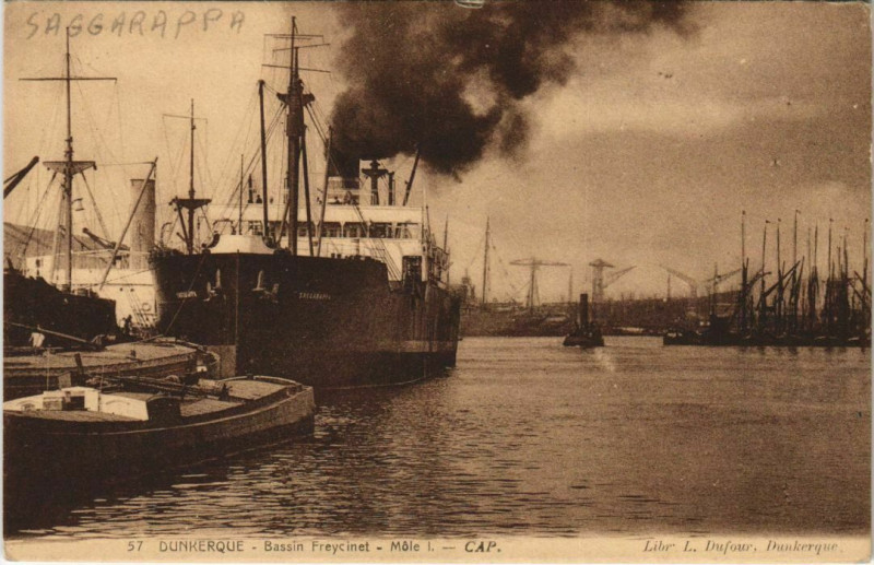 Carte postale ancienne Dunkerque - Bassin Freycinet à Dunkerque
