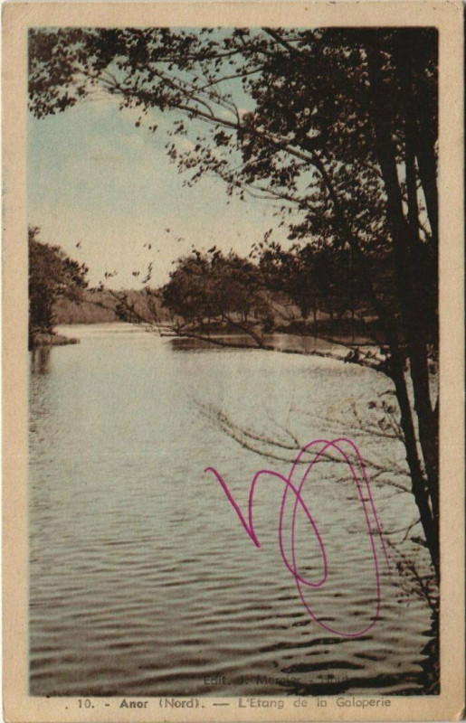 Carte postale ancienne Anor - L'Etang de la Galoperie à Anor