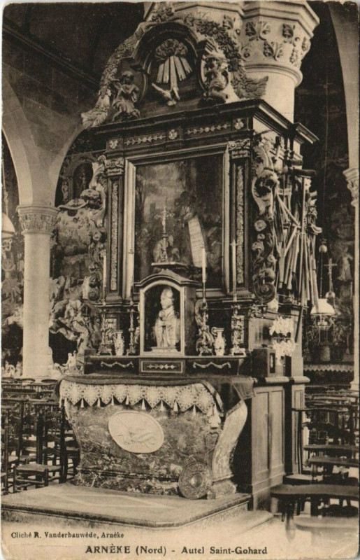 Carte postale ancienne Arneke - Autel Saint-Gohard
