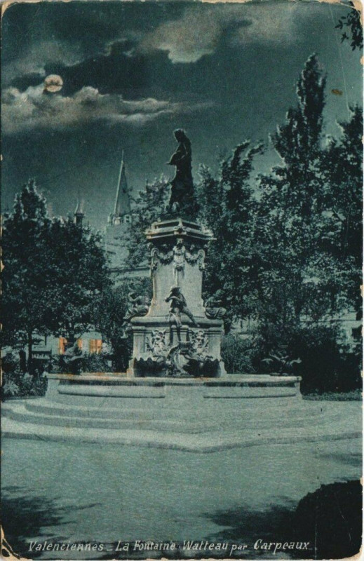 Carte postale ancienne Valenciennes - La fontaine Watteau à Valenciennes
