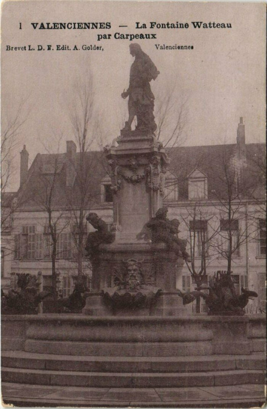 Carte postale ancienne Valenciennes - La Fontaine Watteau à Valenciennes