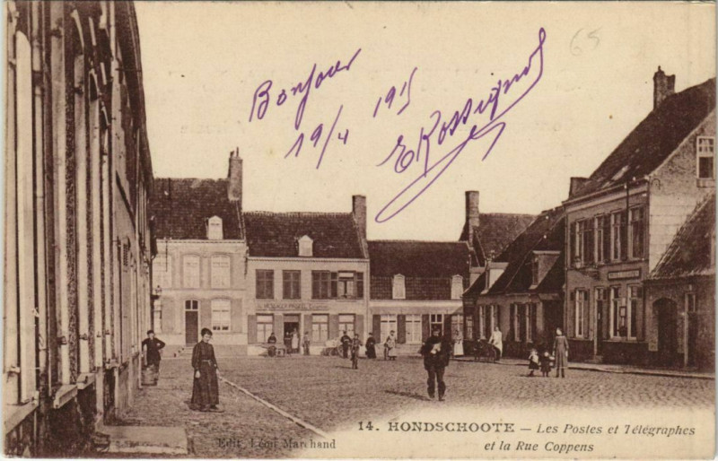 Carte postale ancienne Hondschoote - Les Postes et Telegraphe à Hondschoote