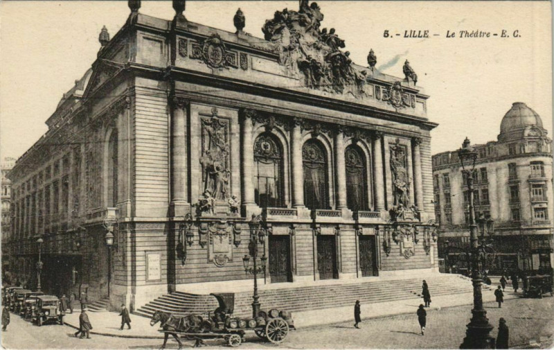 Carte postale ancienne Lille - Le Theatre à Lille