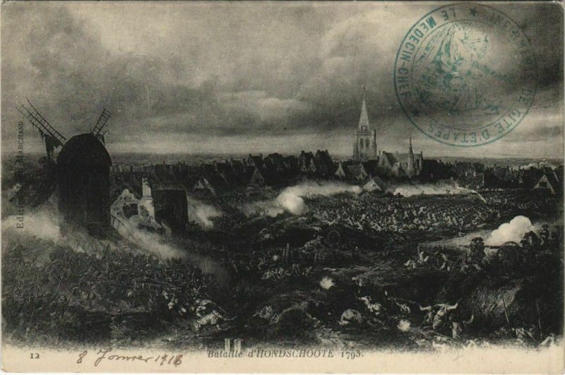 Carte postale ancienne Bataille d'Hondschoote à Hondschoote