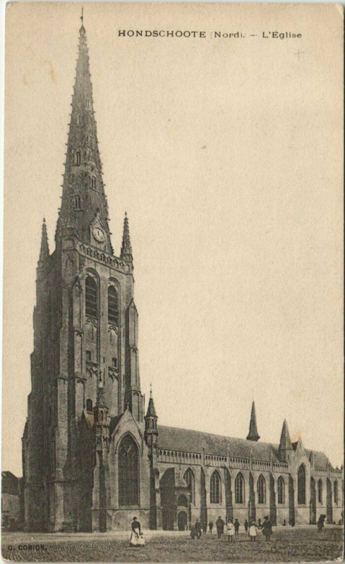 Carte postale ancienne Hondschoote - L'Eglise à Hondschoote