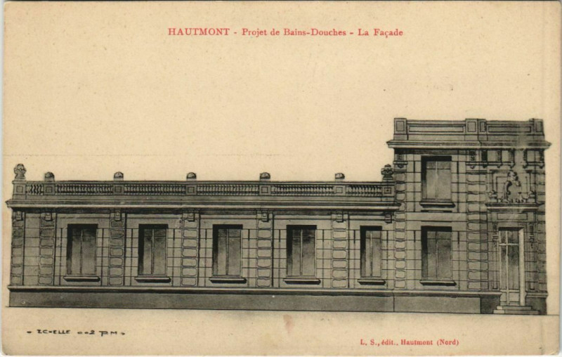 Carte postale ancienne Hautmont - Projet de Nains-Douches à Hautmont