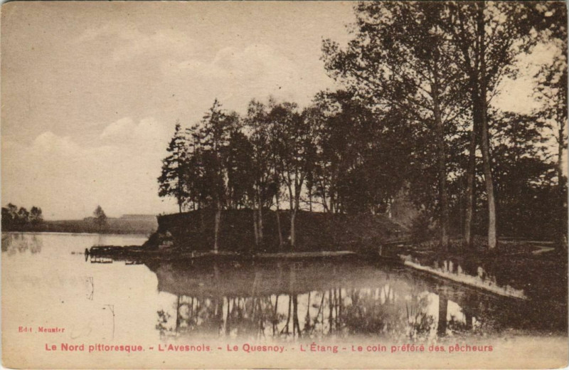 Carte postale ancienne Le Quesnoy - L'Etang - Le coin prefere des pecheurs au Quesnoy