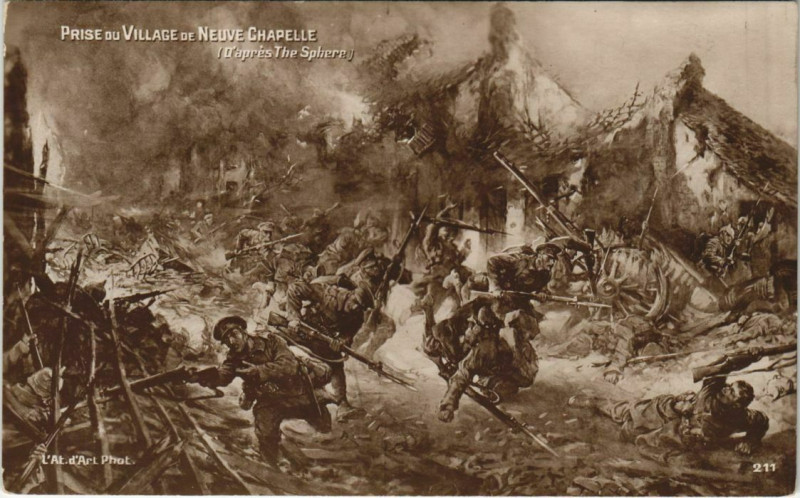 Carte postale ancienne Prise du Village de Neuve Chapelle