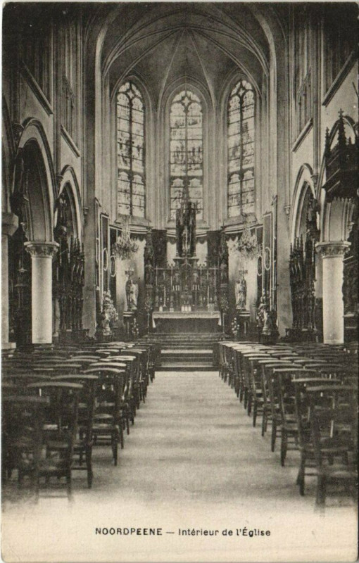 Carte postale ancienne Noordpenne - Interieur de l'Eglise