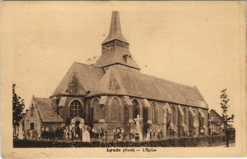 Carte postale ancienne Lynde - L'Eglise à Lynde