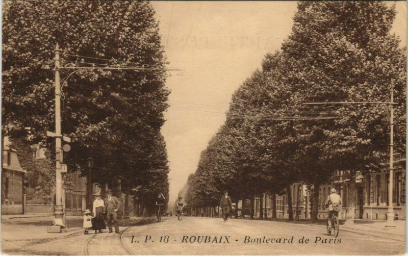 Carte postale ancienne Roubaix - Boulevard de Paris à Roubaix