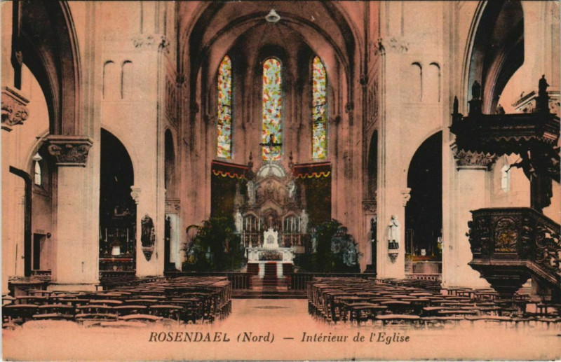 Carte postale ancienne Rosendael - Interieur de l'Eglise