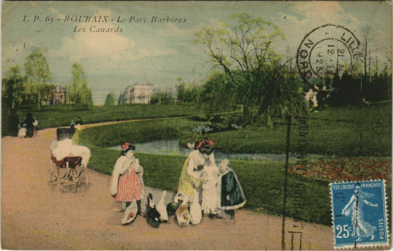 Carte postale ancienne Roubaix - Le Parc Barbieux à Roubaix